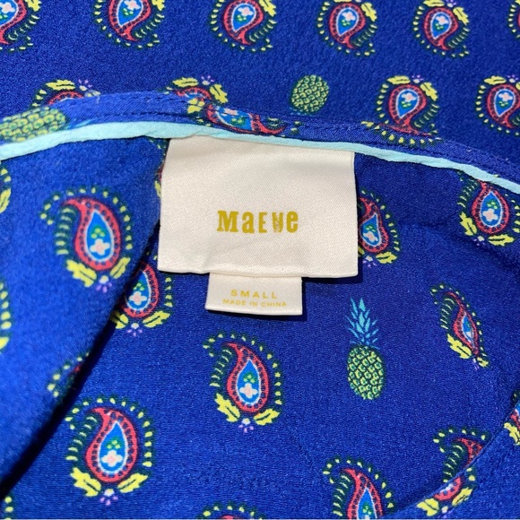 Maeve Milla Printed Kimono Sleeve Top Drapey Viscose Size Small Blue - Picture 10 of 11